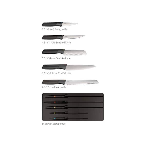 MasterChef 5-Piece Knife Set, Incl. Paring Knife, Utility Knife, Carving  Knife, Bread Knife & Chef Knife, Stainless Steel, Ergonomic Handles