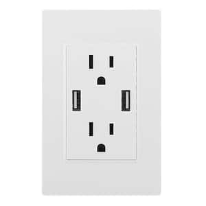 2.4 A Dual USB Wall Outlet Charger, High Speed Duplex Wall Socket Can Charge Up to 2 Devices, White