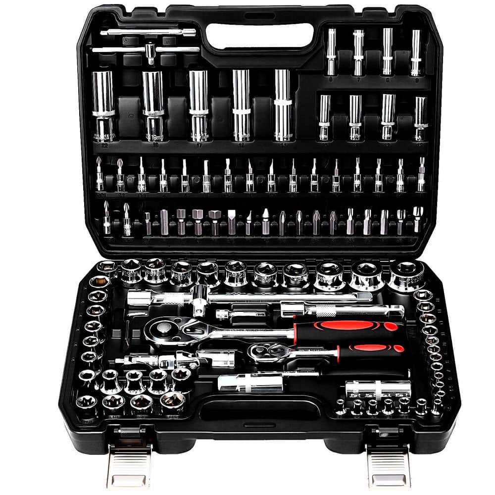 108 pcs Metric Socket Tool Set Steel 3/8 and 1/4 Inch Dual Drive Ratchet Wrench Kit with Case Extension Bars Universal price history on PriceWatchPro