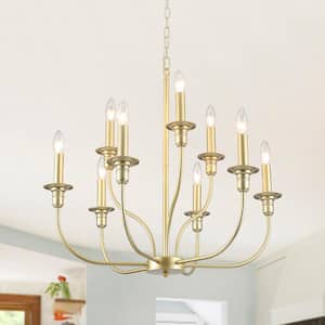 Marsheela 9 - Light Modern Gold Candlestick Rustic Chandelier for Bedroom Kitchen Staircase