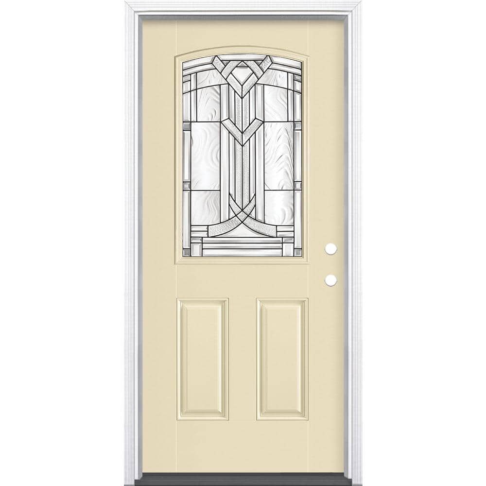 36 in. x 80 in. Chatham Camber Top Half Lite Left Hand Inswing Painted Smooth Fiberglass Prehung Front Door w/ Brickmold price history on PriceWatchPro