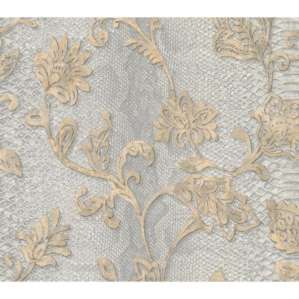 Brewster Puglia Light Grey Python Arabesque Vinyl Peelable Wallpaper (Covers 57.8 sq. ft.)