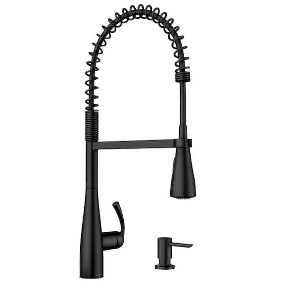 MOEN Essie Single-Handle Pre-Rinse Spring Pulldown Sprayer Kitchen Faucet with Power Clean in Matte Black
