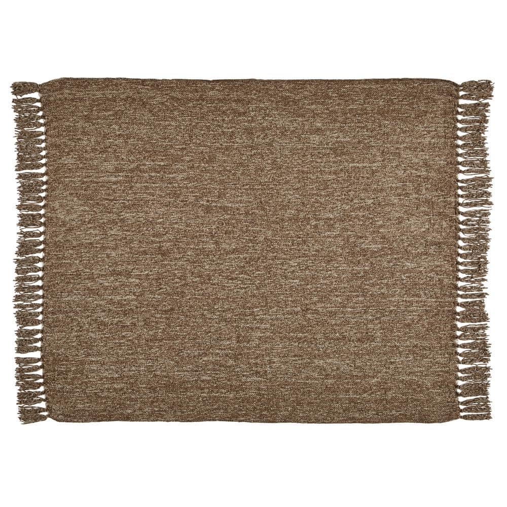 Ashley Tamish 60'' Dark Brown Woven Throw with Knotted Fringe
