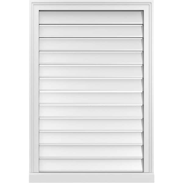 Ekena Millwork 26" x 38" Vertical Surface Mount PVC Gable Vent: Functional with Brickmould Sill Frame