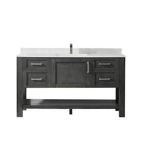 Grayson 60 in. Bath Vanity in Rust Black with Composite Vanity Top in White with White Basin