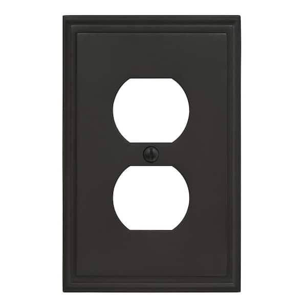 Amerock Black 1-Gang Duplex Outlet Wall Plate (1-Pack)