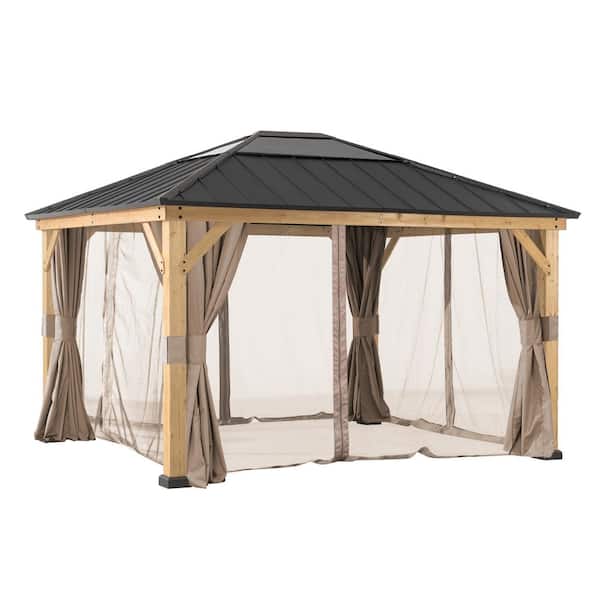 Photo 1 of -DOES NOT COME WITH GAZEBO- Universal Curtains and Mosquito Netting for 13 ft. x 15 ft. Wood Gazebos