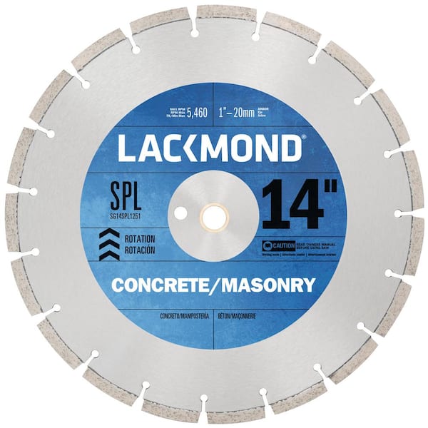 Lackmond 14 in. x 0.125 in. x 1 in. x 20 mm SPL Series Dry Cut Diamond Blade for Cured Concrete