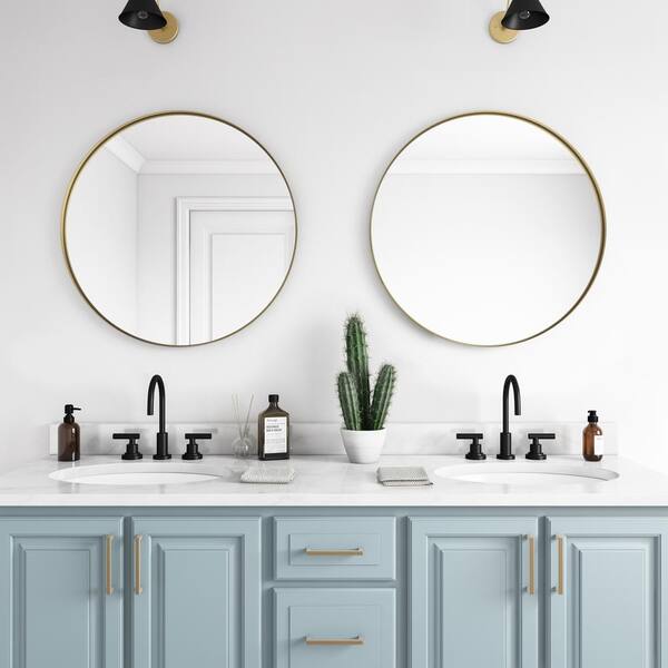 Framed Round Bathroom Vanity Mirror, 36 Inch Bathroom Mirror Round