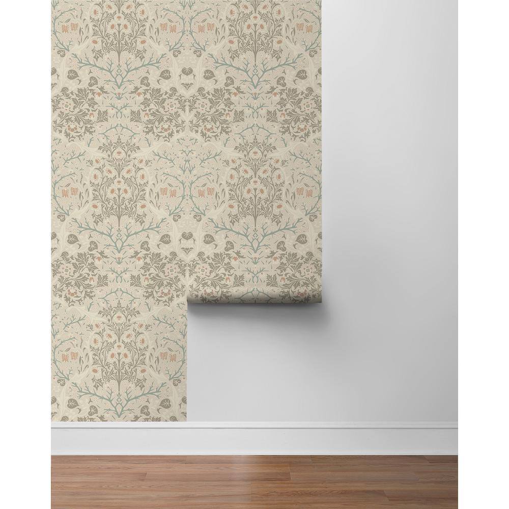 Victorian Garden Floral Pre-pasted Wallpaper in Lunar Rock & Clay