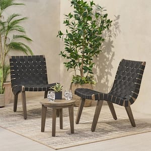 3-Piece Wood Rope Wave Outdoor Bistro Set