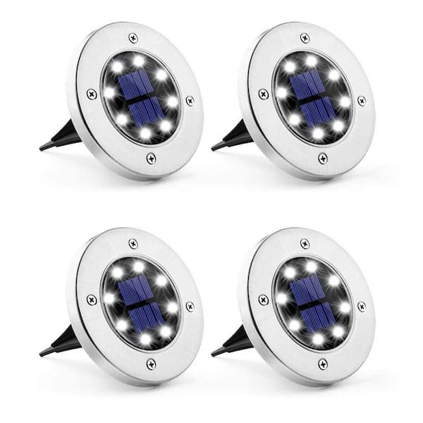GIGALUMI Solar White Powered Integrated LED Path Light (4-Pack)