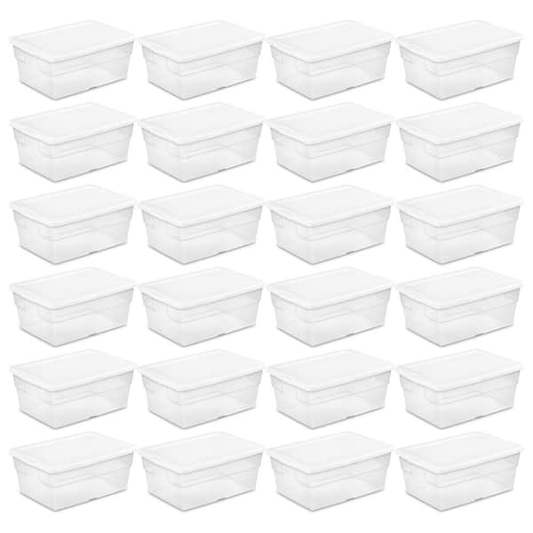 Sterilite 16 qt. Plastic Stacking Storage Box Container Tub in Clear (24-Pack)