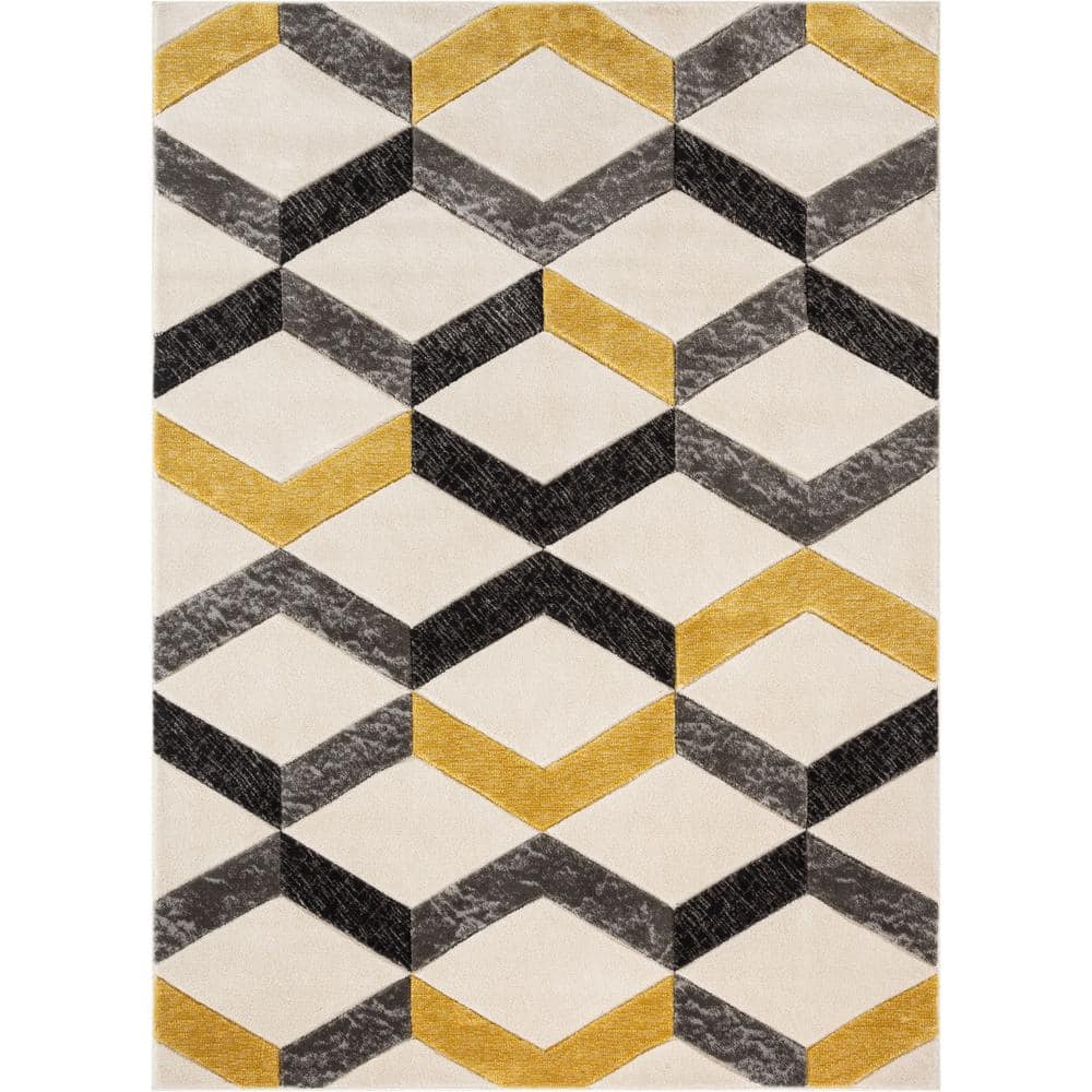 Good Vibes Millie Gold Modern Zigzag Stripes 5 ft. 3 in. x 7 ft. 3 in. Area Rug price history on PriceWatchPro