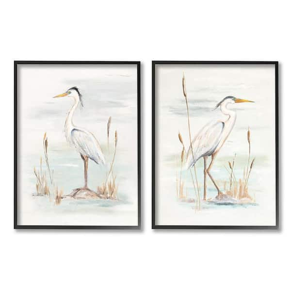 The Stupell Home Decor Collection Elegant Heron Birds Cattails Plants ...