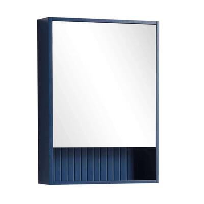 Venezian 22 in. W x 29.5 in. H Small Rectangular Navy Blue wooden Surface Mount Medicine Cabinet with Mirror