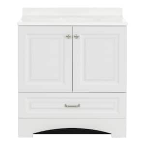 Lancaster 31 in. W x 19 in. D x 36 in. H Raised Panel Freestanding Bath Vanity in White with White Cultured Marble Top