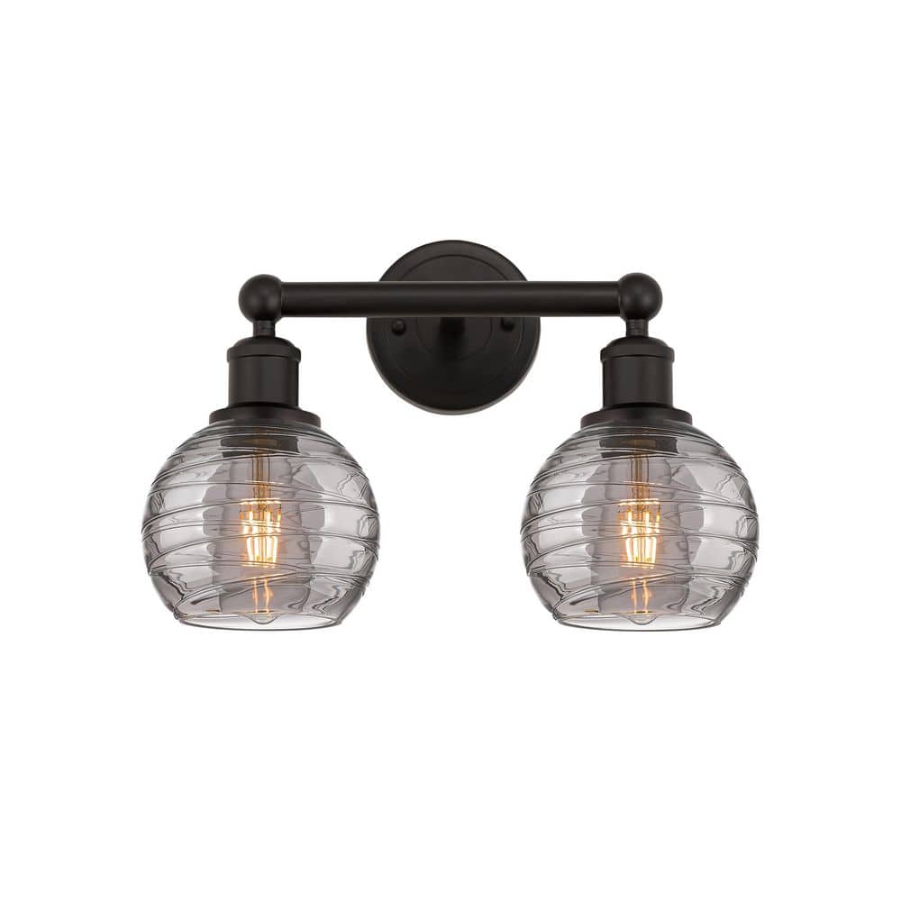 Athens Deco Swirl 14.88 in. 2-Light Oil Rubbed Bronze Vanity Light with Glass Shade price history on PriceWatchPro