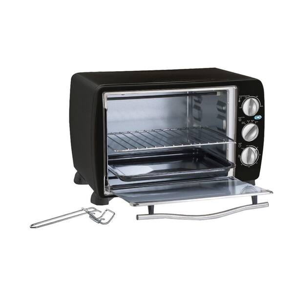 Elite 1200 W 6-Slice Black Toaster Oven with Built-In Timer and Temperature Control