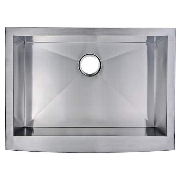 Water Creation Farmhouse Apron Front Stainless Steel 30 in. Single Bowl Kitchen Sink in Satin
