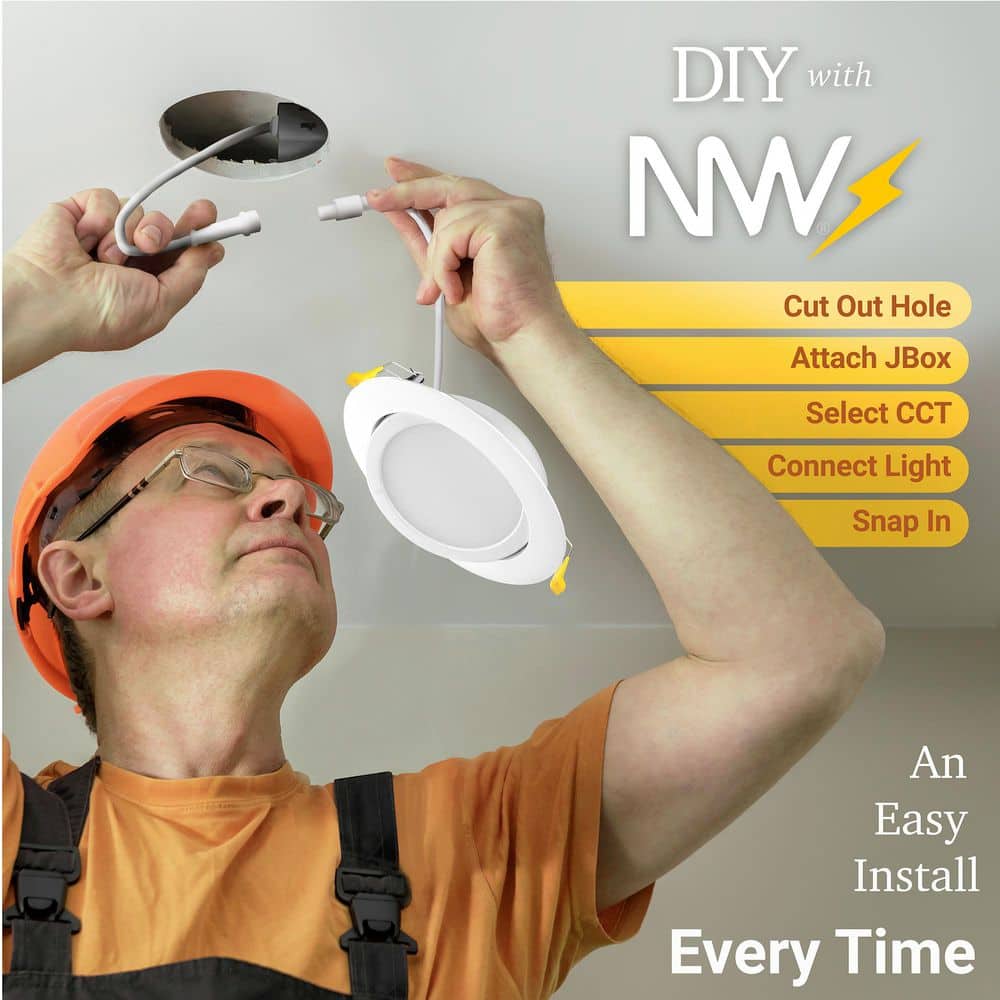 White Adjustable 6'' Aluminum LED Recessed Lighting Kit
