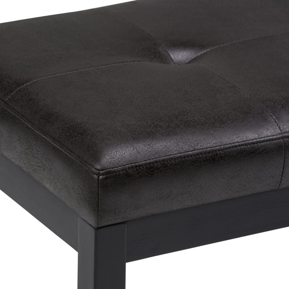 Slate Gray Tufted Rectangular Bench Ottoman