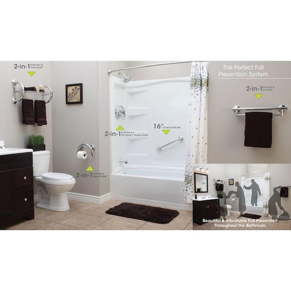 AquaChase Grab Bar with Integrated Toilet Paper Holder for 2 Mega