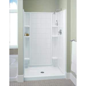 Ensemble 34 in. x 48 in. x 75.75 in. Shower Kit with Center Drain in White