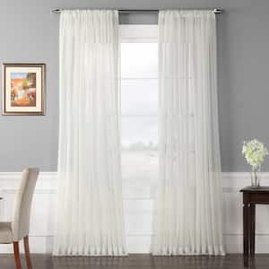 Off White Solid Extra Wide Rod Pocket Sheer Curtain - 100 in. W x 84 in. L (1 Panel)