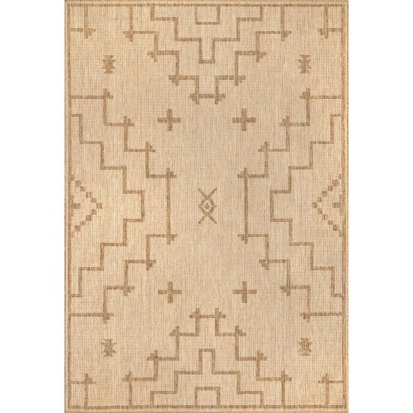 nuLOOM Breanna Global Inspired Tribal Beige 5 ft. x 8 ft. Indoor/Outdoor Area Rug