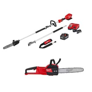 M18 FUEL 10 in. 18V Lithium-Ion Brushless Electric Cordless Pole Saw Kit & M18 14 in. Chainsaw with 8Ah Battery &Charger