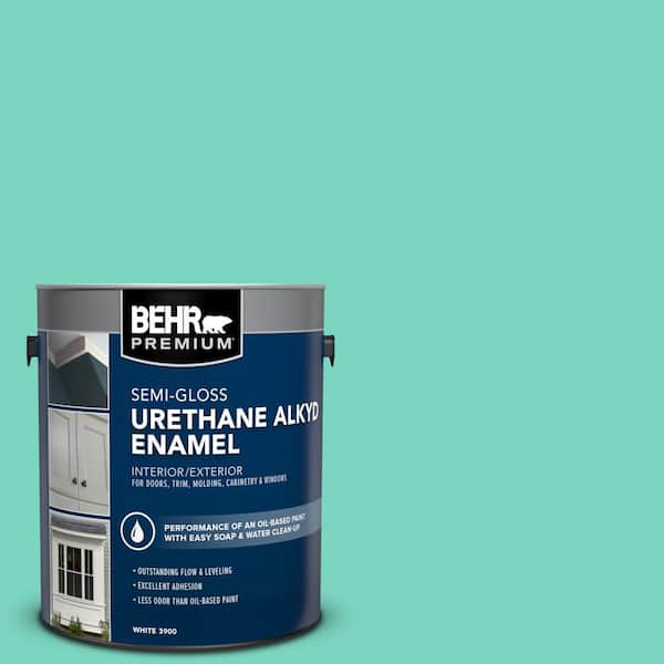 BEHR PREMIUM 1 gal. #P430-3 Green Parakeet Urethane Alkyd Semi-Gloss Enamel Interior/Exterior Paint