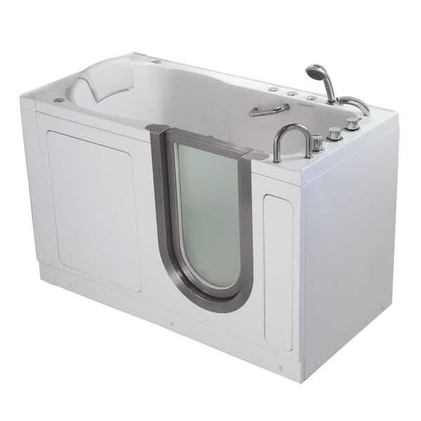 Ella Deluxe 4.58 ft. x 30 in. Acrylic Walk-In Dual (Air and Hydro) Massage Bathtub in White with Right Drain/Door