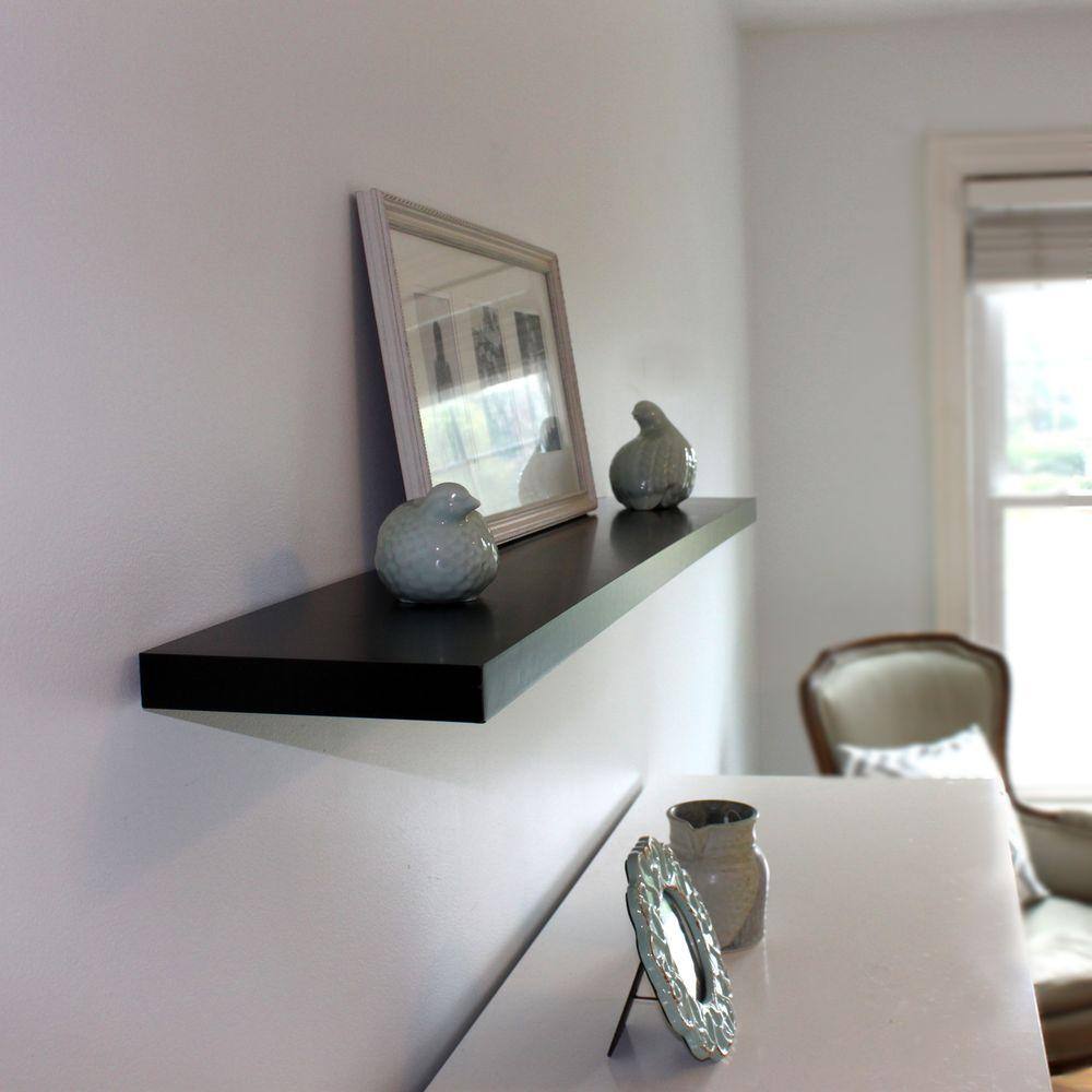 Slimline Black MDF Floating Wall Shelf 48-Inch