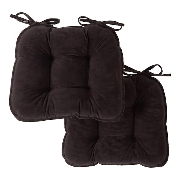 Greendale Home Fashions Omaha Charcoal Corduroy Reversible Chair Pad (Set of 2)
