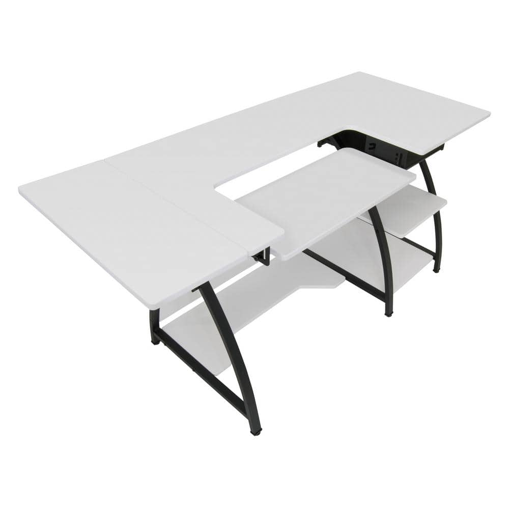 Comet Plus Adjustable Black and White Hobby Desk with Storage