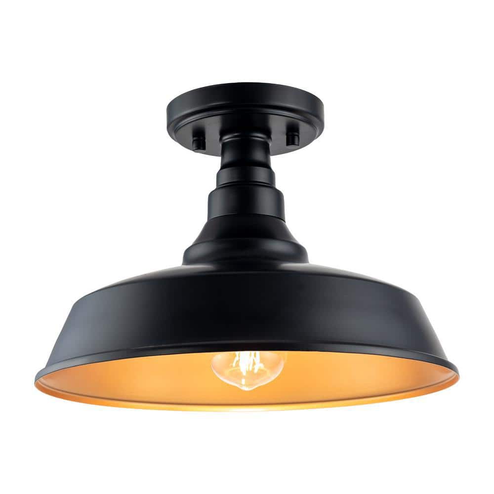 12 in. 1-Light Black Smart Semi Flush Mount (2-Pack) price history on PriceWatchPro