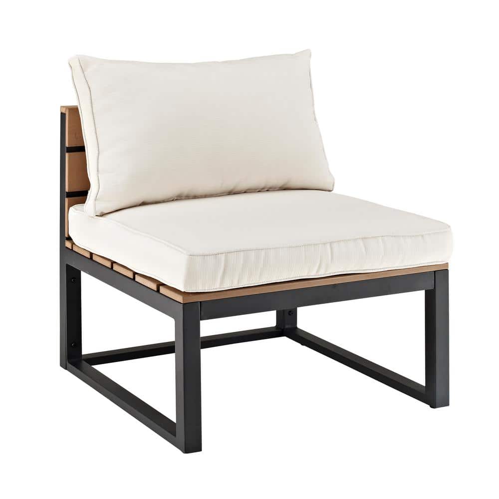 Modern Black Aluminum 4-Piece Patio Set with White Cushions