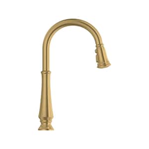 Delancey with Single Handle Pull-Down Sprayer Kitchen Faucet in Brushed Cool Sunrise