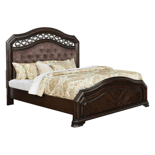 Unbranded Jacob Brown Wood Frame King Platform Bed