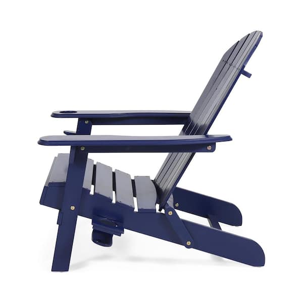 Lissette Navy Blue Foldable Wood Outdoor Patio Adirondack Chair