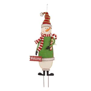 3 ft. Metal Snowman Yard Stake or Standing Decor or Wall Decor (KD, 3-Function)