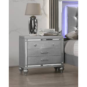 New Classic Furniture Valentino Silver 3-drawer Nightstand