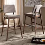 Baxton Studio Colton 42 in. Light Gray and Walnut Bar Stool Set