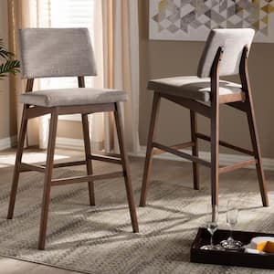 Colton 42 in. Light Gray and Walnut Bar Stool (Set of 2)