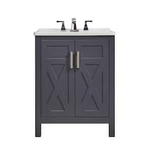 Stufurhome Hathaway 27 in. x 34 in. Grey Engineered Wood Laundry Sink