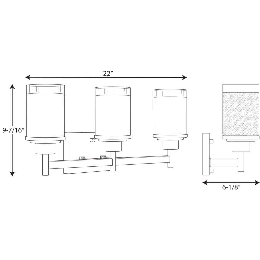 Brushed Nickel 3-Light Cylinder Bath Vanity Fixture
