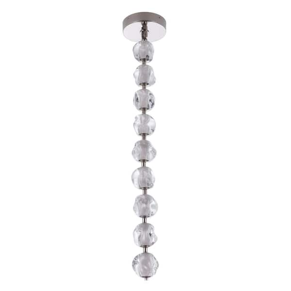 Jackie 36-Watt 9-Light Polished Nickel Finish Dining/Kitchen/Foyer Integrated LED Pendant Light with Clear Acrylic Shade