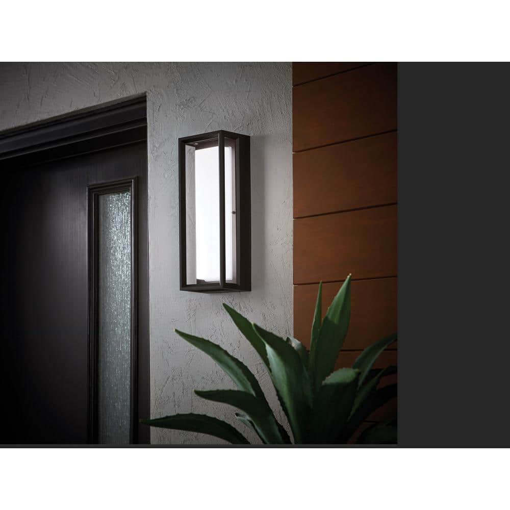 Rockwood 14.93 in. Black Modern Integrated LED Color Changing Outdoor Wall Light Sconce (1-Pack) Powered by Hubspace price history on PriceWatchPro